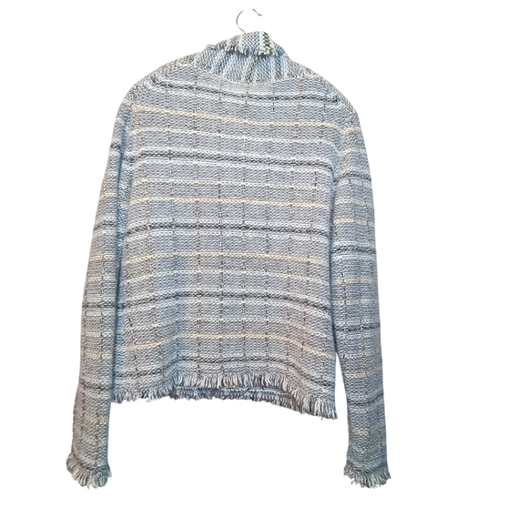 Banana Republic Gray Wool Angora Blend Fringed Cardigan Made In Hong Kong Size L - Picture 3 of 11